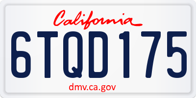 CA license plate 6TQD175