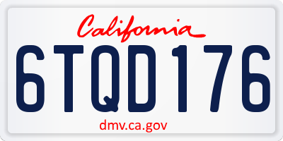 CA license plate 6TQD176