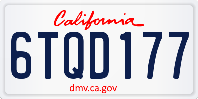 CA license plate 6TQD177