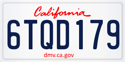 CA license plate 6TQD179