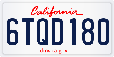 CA license plate 6TQD180