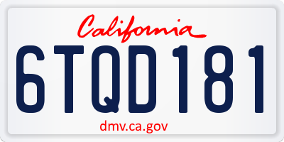 CA license plate 6TQD181