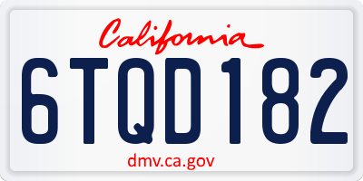 CA license plate 6TQD182