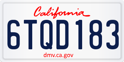 CA license plate 6TQD183