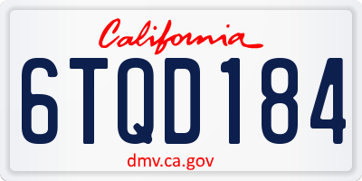 CA license plate 6TQD184