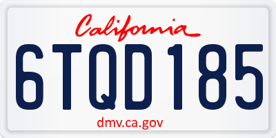 CA license plate 6TQD185