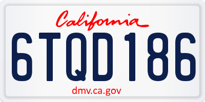 CA license plate 6TQD186