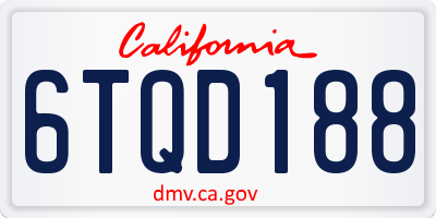 CA license plate 6TQD188