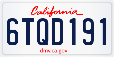 CA license plate 6TQD191