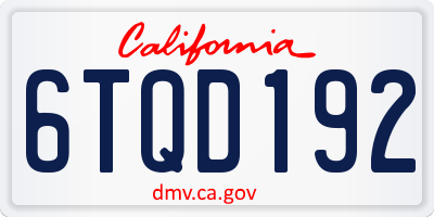 CA license plate 6TQD192