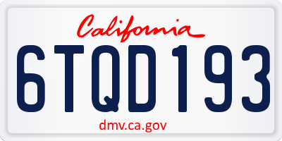 CA license plate 6TQD193