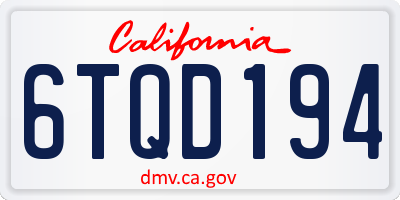 CA license plate 6TQD194