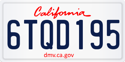 CA license plate 6TQD195