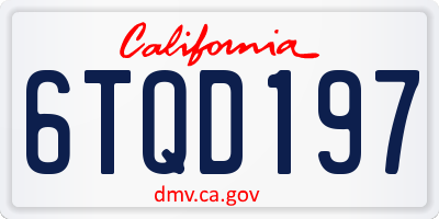 CA license plate 6TQD197