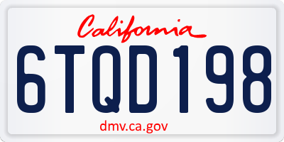 CA license plate 6TQD198