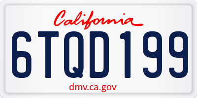 CA license plate 6TQD199