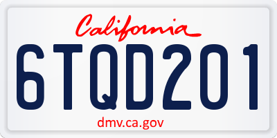 CA license plate 6TQD201