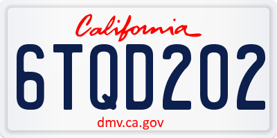 CA license plate 6TQD202