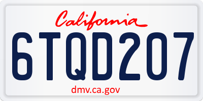 CA license plate 6TQD207