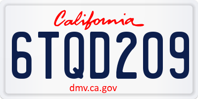 CA license plate 6TQD209