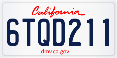 CA license plate 6TQD211