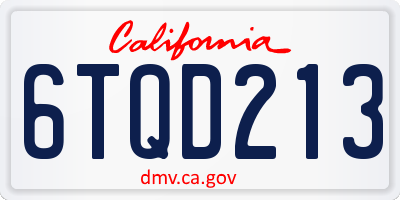 CA license plate 6TQD213