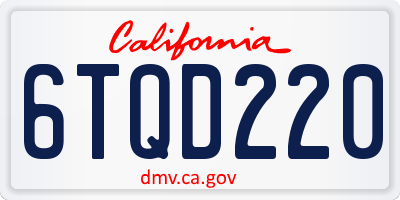 CA license plate 6TQD220