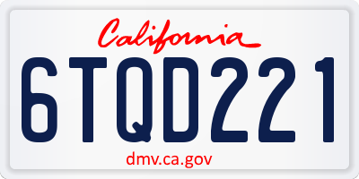 CA license plate 6TQD221