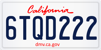 CA license plate 6TQD222