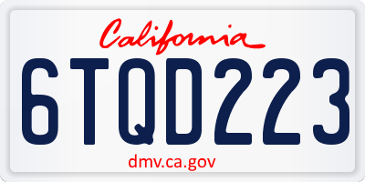 CA license plate 6TQD223