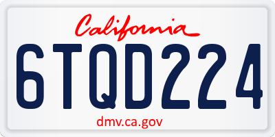 CA license plate 6TQD224