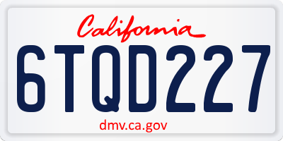 CA license plate 6TQD227