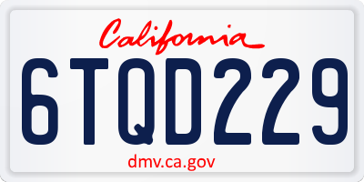 CA license plate 6TQD229