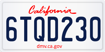 CA license plate 6TQD230