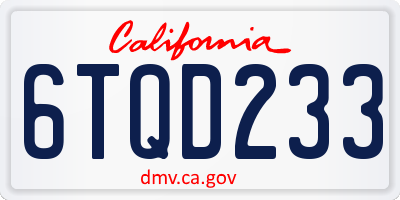 CA license plate 6TQD233