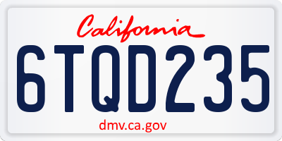 CA license plate 6TQD235