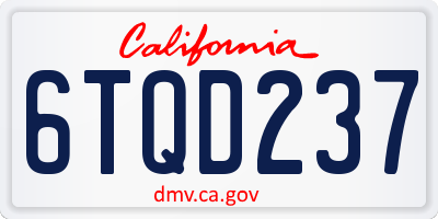 CA license plate 6TQD237