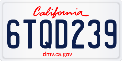 CA license plate 6TQD239
