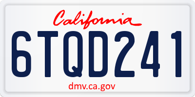 CA license plate 6TQD241