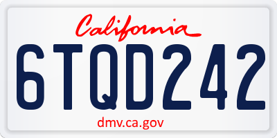 CA license plate 6TQD242