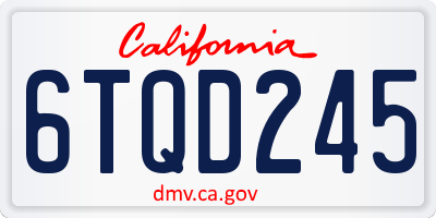 CA license plate 6TQD245