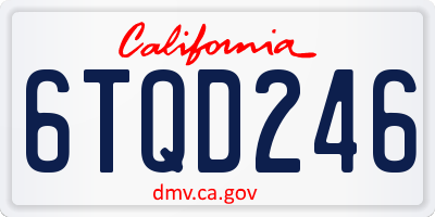 CA license plate 6TQD246