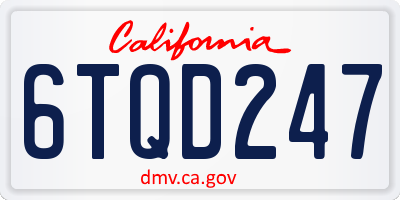 CA license plate 6TQD247