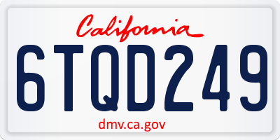 CA license plate 6TQD249