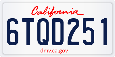 CA license plate 6TQD251