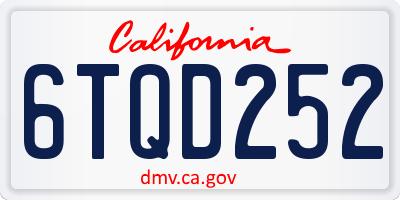 CA license plate 6TQD252