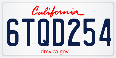 CA license plate 6TQD254