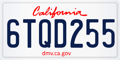 CA license plate 6TQD255