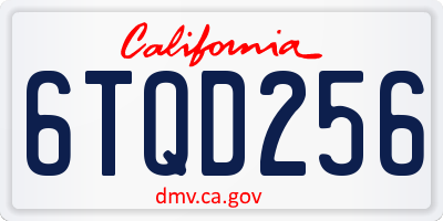 CA license plate 6TQD256