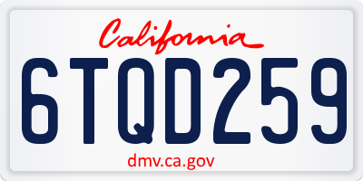 CA license plate 6TQD259